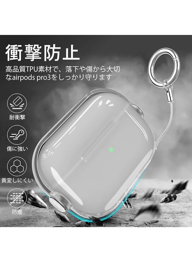 متوافق مع غطاء AirPods Pro من الجيل الثالث، إصدار 2025، غطاء AirPods Pro 3، مصنوع من مادة TPU، مزود بقفل ومؤشر LED، مرئي، مقاوم للصدمات، يمنع السقوط، مزود بحلقة تعليق، عملي (شفاف ورمادي) - Image 5